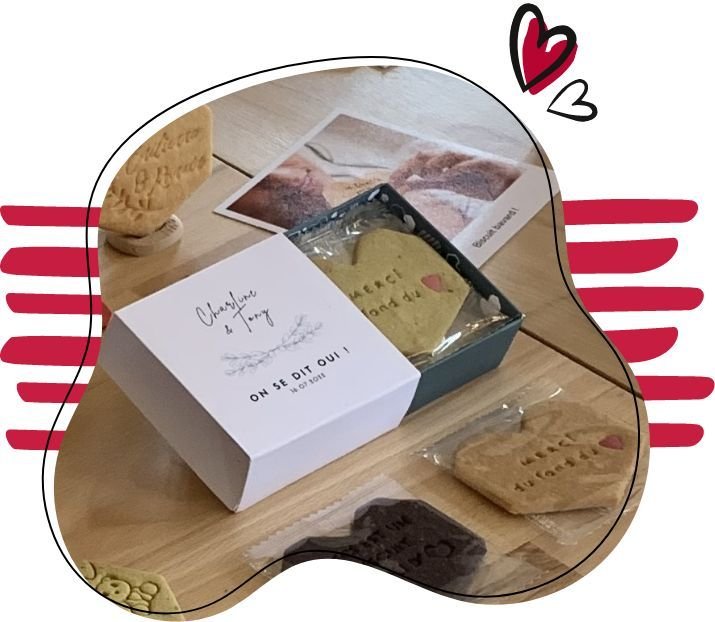 Personnalisation biscuits pacs mariage plus encore